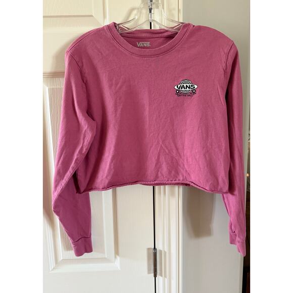 Vans Women's Pink Long Sleeve Cropped T-Shirt Size S - Picture 2 of 8
